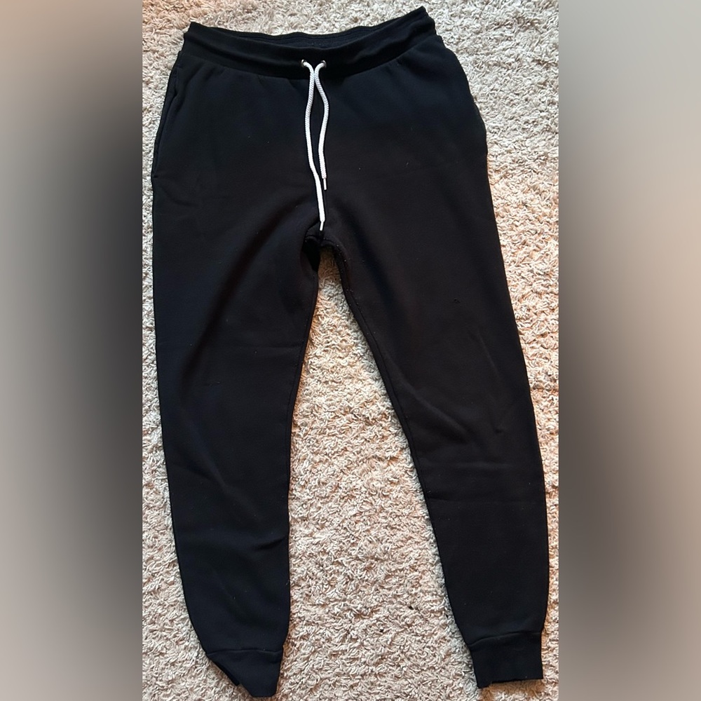 Women’s Bella Canvas Black Joggers with White Drawstring